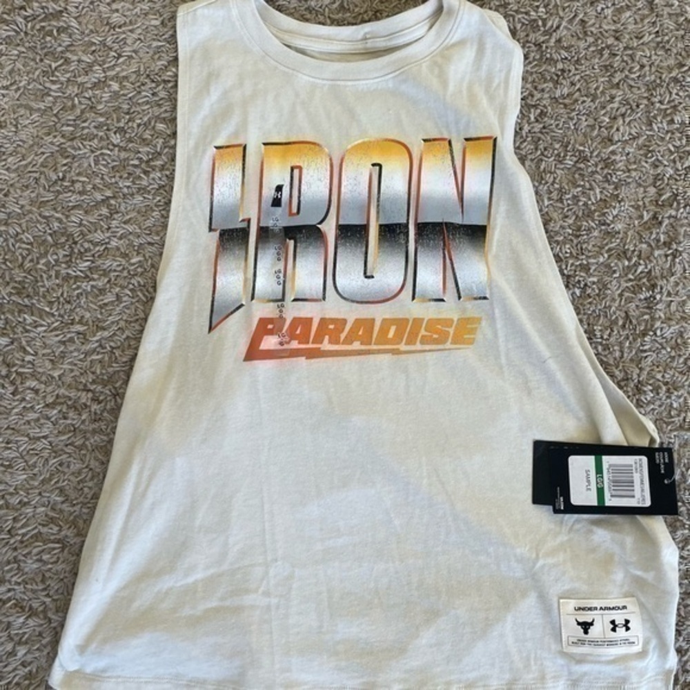 new woman’s under armour project rock tank top sample L Shirt Iron Paradise